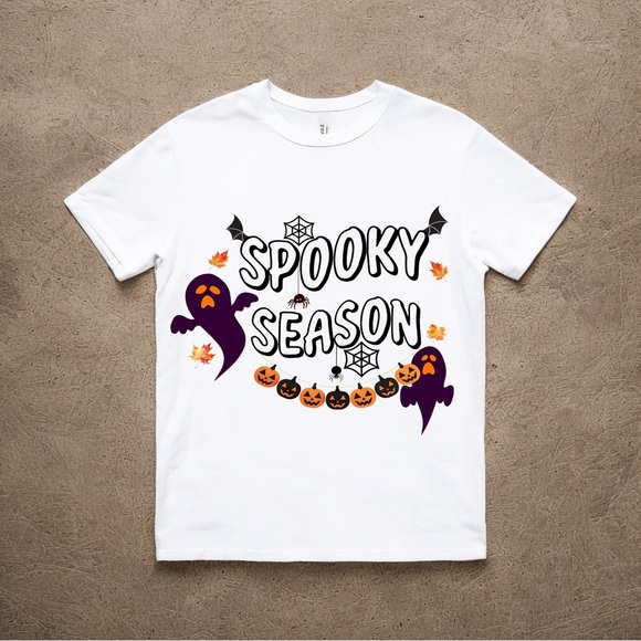 Spooky Season Fall T Shirt Cute Boho Halloween T Shirt Ghosts Graphic T Shirt - Picture 2 of 4